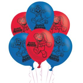 6 Super Mario Latex Balloons 11"