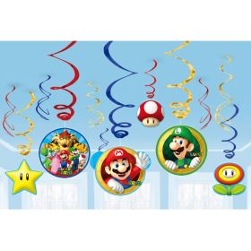Super Mario Swirl Decorations, pk12