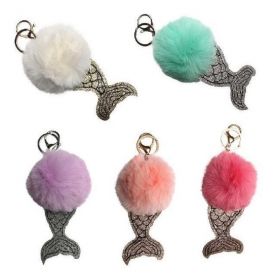 Furry Mermaid Ball Keyring