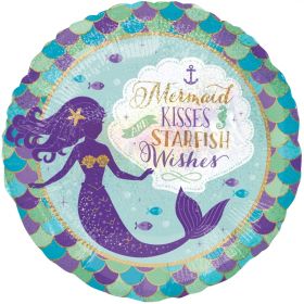 Mermaid Wishes & Kisses Foil Balloon 18"