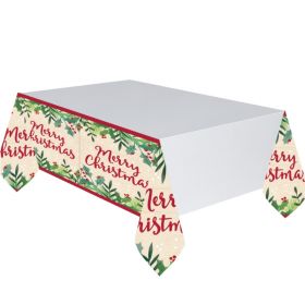 Merry Holly Day Plastic Tablecover