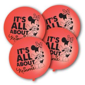 4 Minnie Mouse Red Punch Balloons