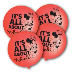 4 Minnie Mouse Red Punch Balloons