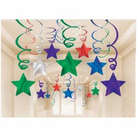 Multi Colour Swirls and Stars Decoration Pack ( 30 Pieces )