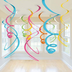Multi-Colours Plastic Swirls Decorations, pk12