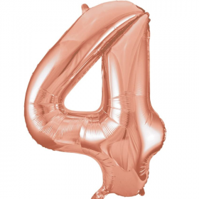 Rose Gold Number 4 SuperShape Foil Balloon 34"