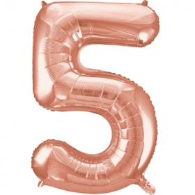 Rose Gold Number 5 SuperShape Foil Balloon 34"