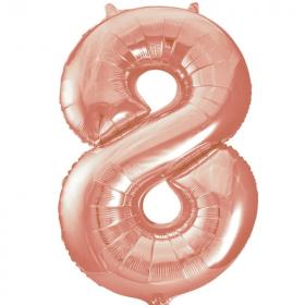 Rose Gold Number 8 SuperShape Foil Balloon 34"