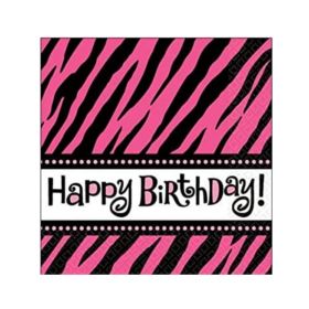 happy birthday pink and black napkins