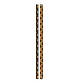 Orange & Black Dots Halloween Party Straws, pk10