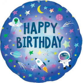 Space Astronaut Happy Birthday Foil Balloon 18"