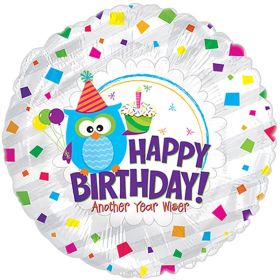 Happy Birthday Wise Owl Foil Balloon 18"