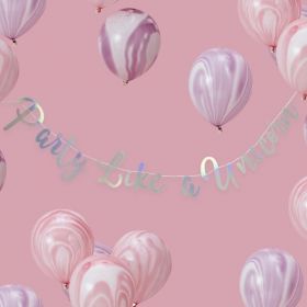 ''Party Like a Unicorn'' Iridescent Letter Banner 1.5m