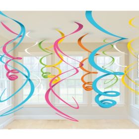 12 Multi-Colours Plastic Swirls Decorations