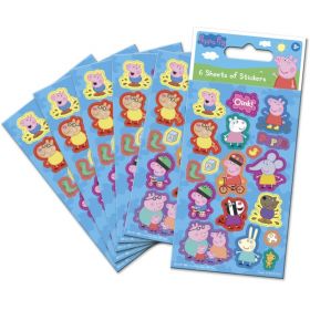 6 Peppa Pig Party Bag Sticker Sheets