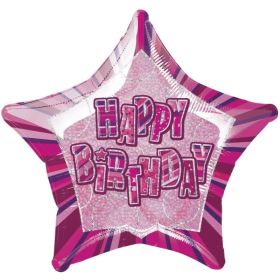 Pink Glitz Star Happy Birthday Foil Balloon 20"