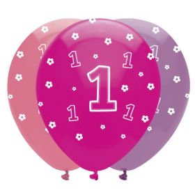 One is Fun Girl 1st Birthday Latex Balloons 12"