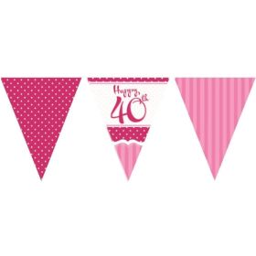 Perfectly Pink 40th Birthday Flag Bunting 3.65m
