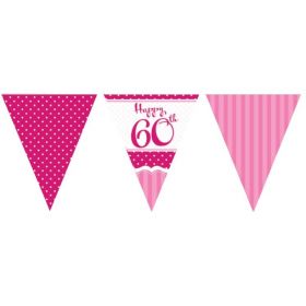 Perfectly Pink 60th Birthday Flag Banner 