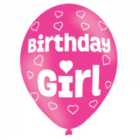 Pink Birthday Girl Latex Balloons 11"