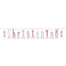 Christening Pink Bunting Party Banner 2.13m