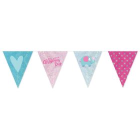On your Christening Day Pink Foil Pennant Banner 3.96m