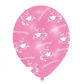 Christening Pink Latex Balloons 11"