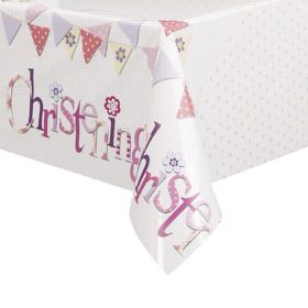 Christening Pink Bunting Tablecover