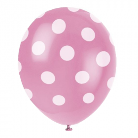 Hot Pink Polka Dot Latex Balloons 12"