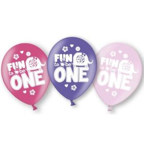 Pink Fun to be One Latex Balloons 11", pk6