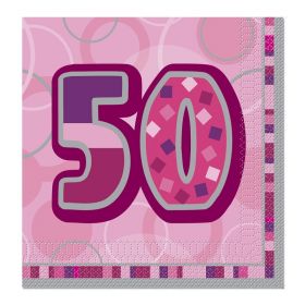 Pink Glitz Age 50 Party Napkins