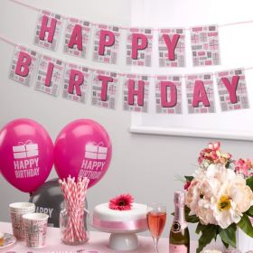 Pink Happy Birthday Bunting