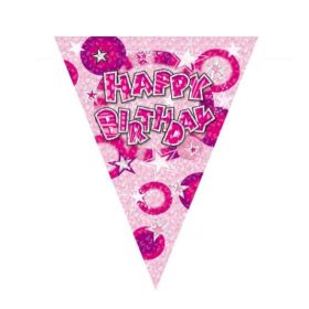 Pink Happy Birthday Flag Banner 3.65m