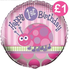 1st Birthday Ladybug Party Foil Balloon 18"