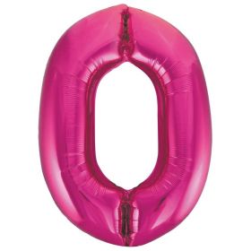 Pink Glitz Number Foil Balloon - 0