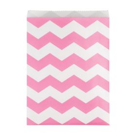 10 Candy Pink Chevron Stripe Paper Treat Bags