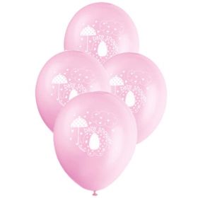 Umbrellaphants Pink Baby Shower Latex Balloons 12"