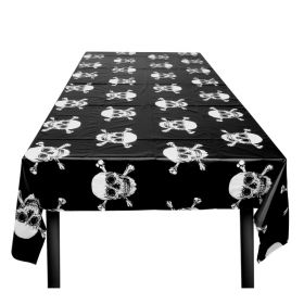 Black Skull Pirate Fabric Tablecover 1.3m x 1.8m