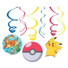 6 Pokemon Party Swirl Decorations