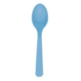 Light Blue Re-usable Plastic Spoons, 20 pack