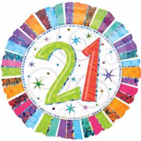 Radiant 21st Birthday Foil Balloon 18"