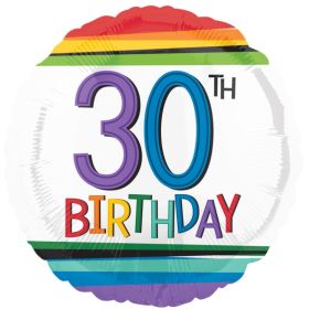 Rainbow Birthday 30th Foil Balloon 17"