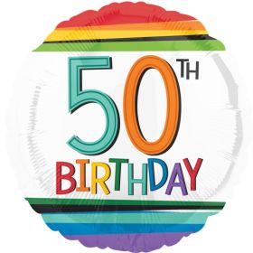 Rainbow Birthday 50th Foil Balloon 18"