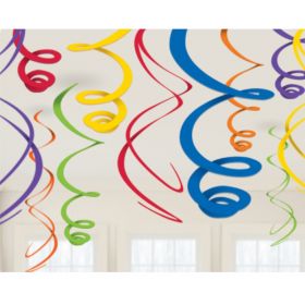 Rainbow Hanging Swirls Decorations, pk12