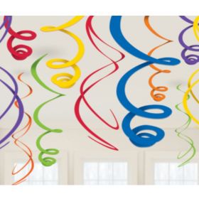 Rainbow Hanging Swirl Decorations, pk12