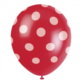 Red Polka Dot Latex Balloons 12"