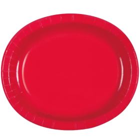 Red Oval Serving Plates 30cm, pk8