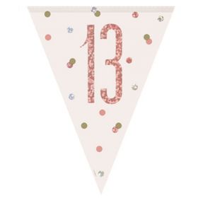 Glitz Rose Gold Age 13 Flag Banner