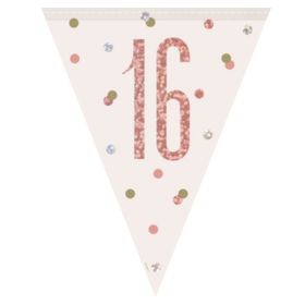 Glitz Rose Gold Age 16 Flag Banner