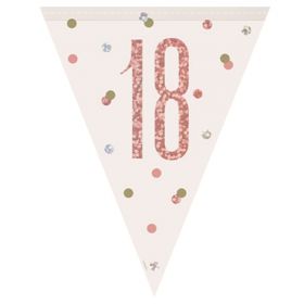 Glitz Rose Gold Age 18 Flag Banner 2.74m